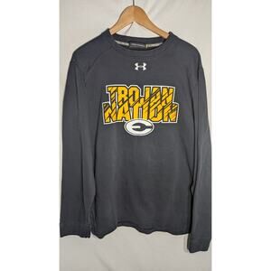 Under Armour Mens Trojan Nation Team Logo Crewneck Sweatshirt Sz XL Black Yellow